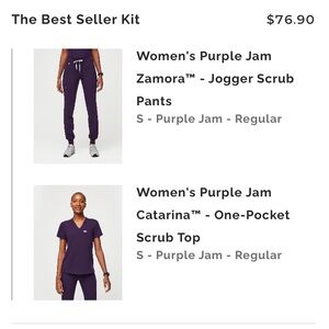 FIGS S Purple Jam Scrub Set Top & Pants